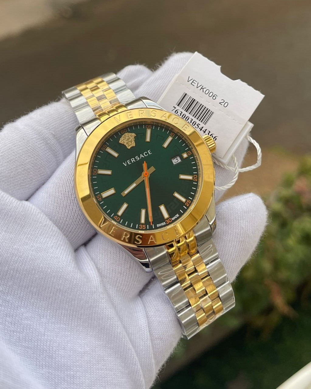 Versace VEVK006 Çift Renk Yeşil Erkek Kol Saati L-1562